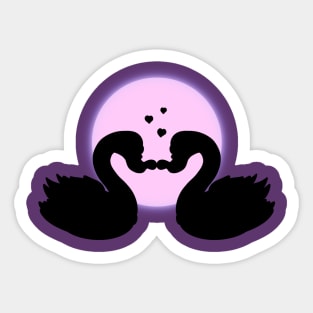 Geese Couple Silhouette Forming A Heart Shape In The Moonlight Sticker